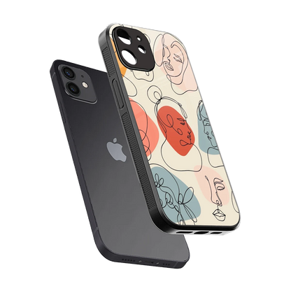 Many Faces Yellow sleek iphone 11 cover with tempered glass back and TPU edges