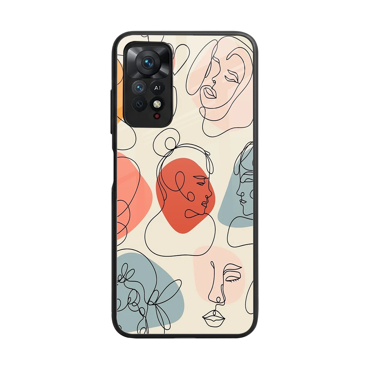 Many Faces Yellow back phone cover | glass case for redmi note 11 pro
