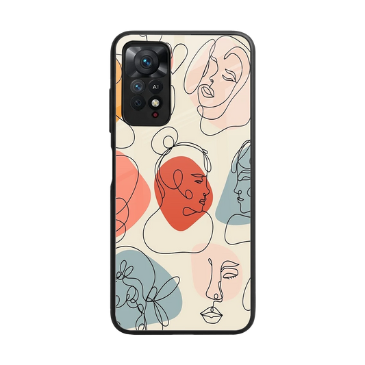 Many Faces Yellow back phone cover | glass case for redmi note 11 pro