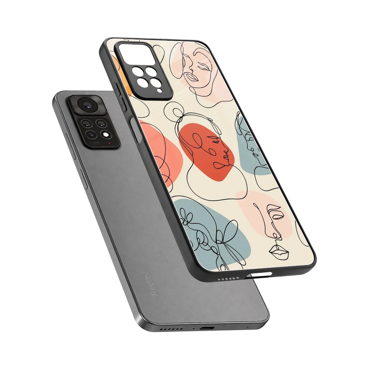 Many Faces Yellow sleek redmi note 11 pro cover with tempered glass back and TPU edges