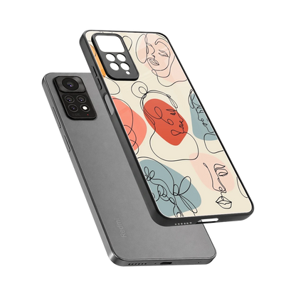 Many Faces Yellow sleek redmi note 11 pro cover with tempered glass back and TPU edges