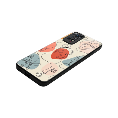 Many Faces Yellow stylish phone case for redmi note 11 pro | glossy glass and slim fit