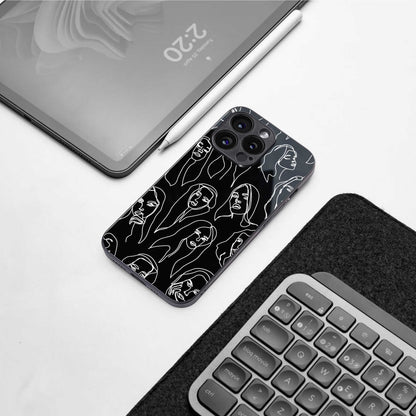 Many Faces Black Phone Case for Iphone 16 | Glass Case