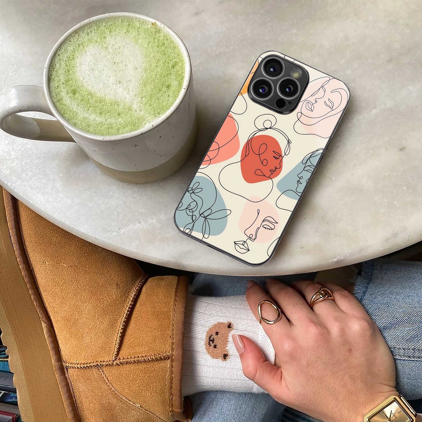Many Faces Yellow Phone Case for Iphone 16 | Glass Case