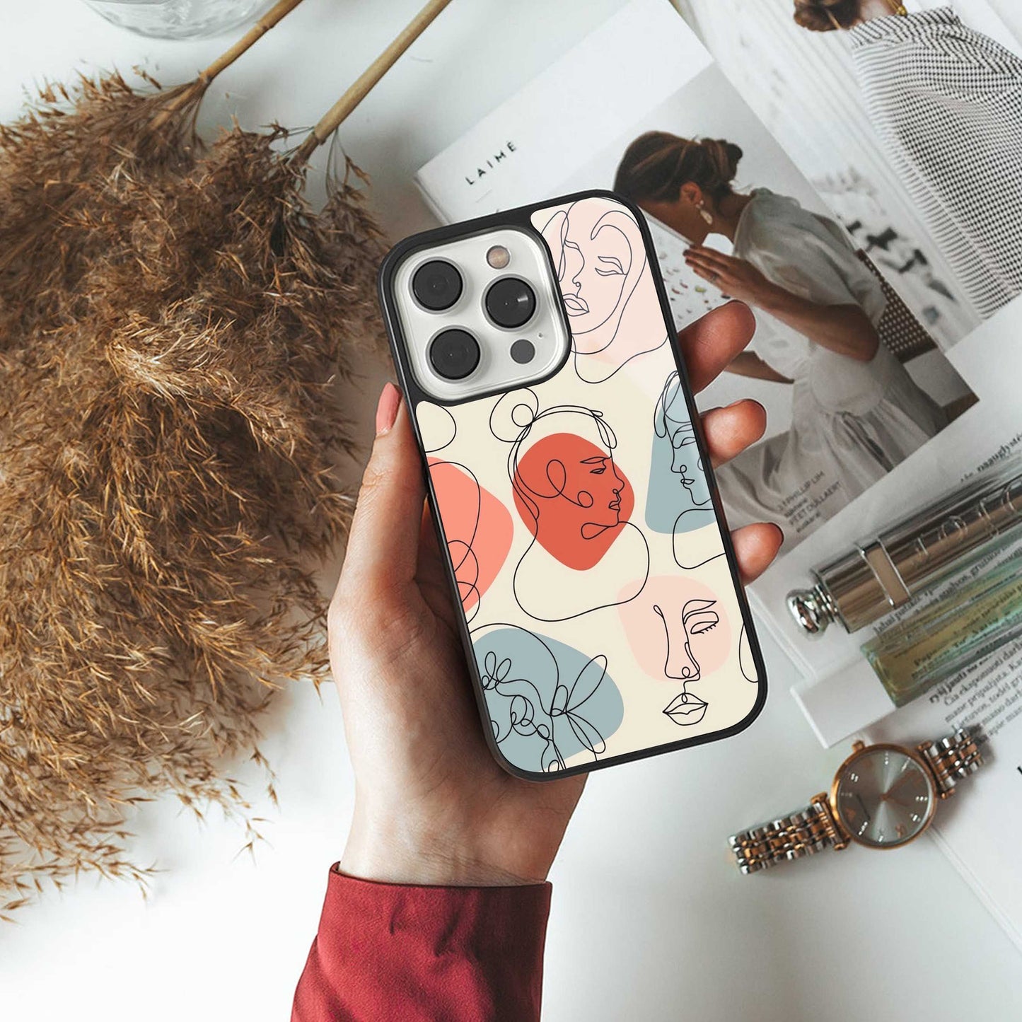 Many Faces Yellow Phone Case for Iphone 16 | Glass Case