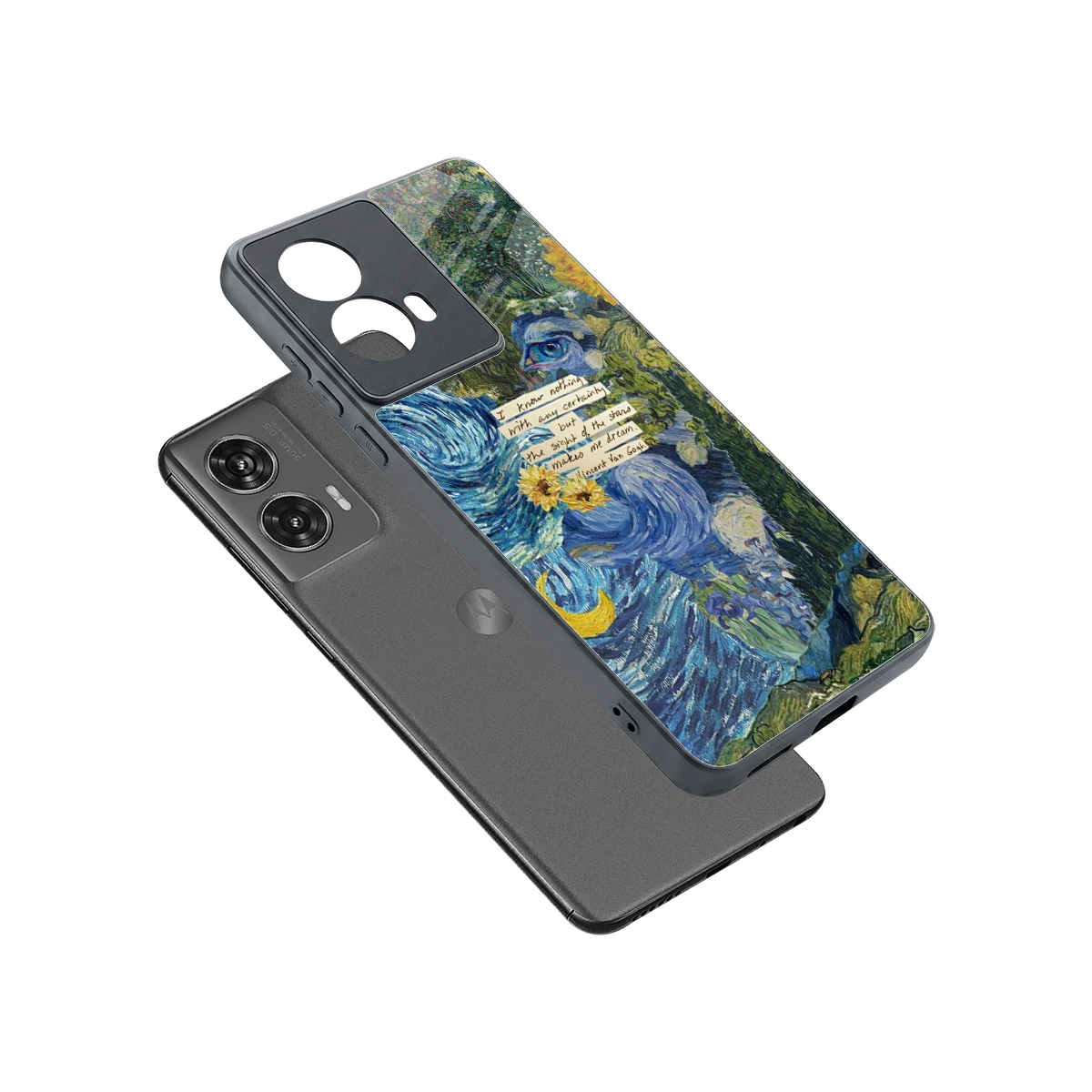 Masterpiece sleek motorola edge 50 fusion cover with tempered glass back and TPU edges