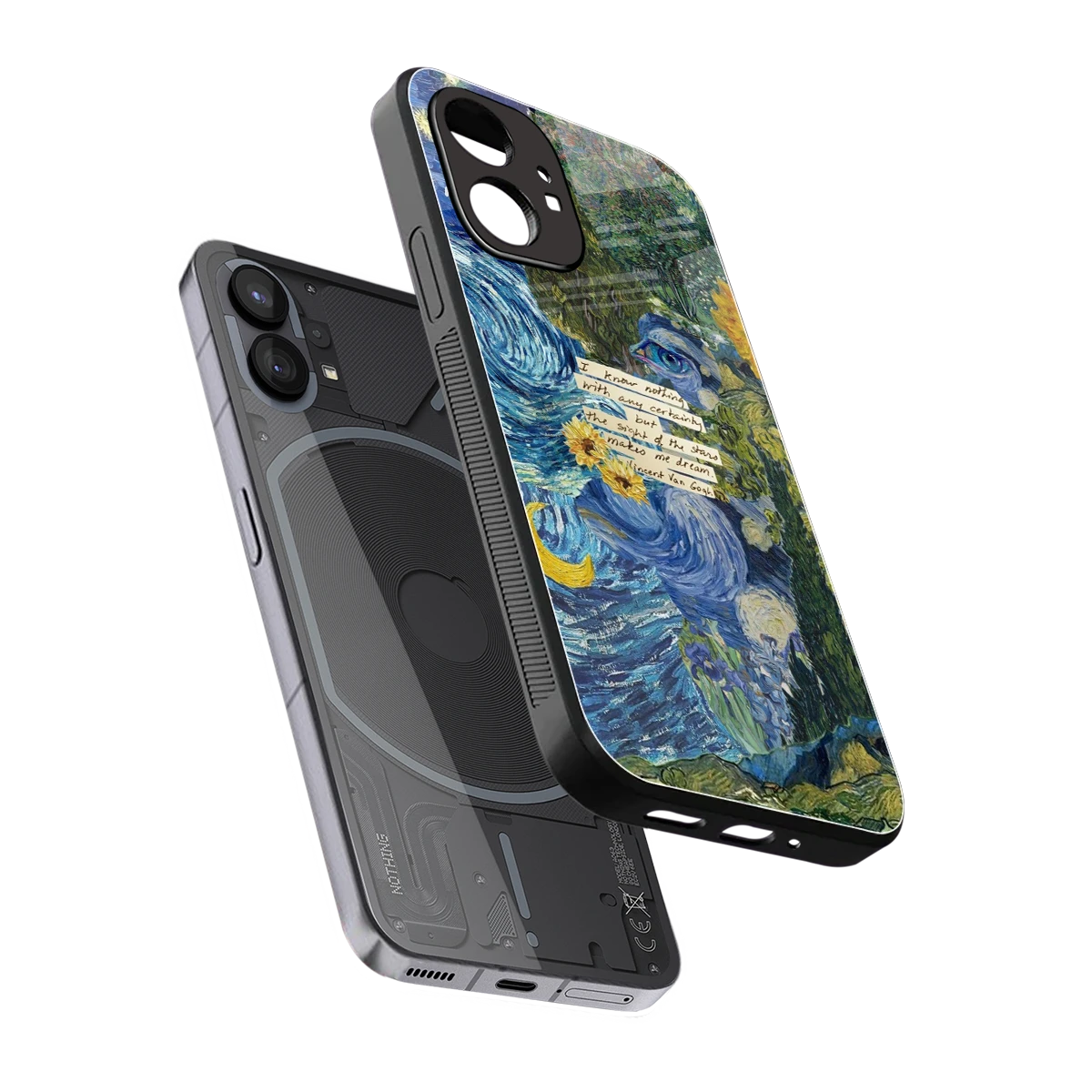 Masterpiece sleek nothing phone 1 cover with tempered glass back and TPU edges