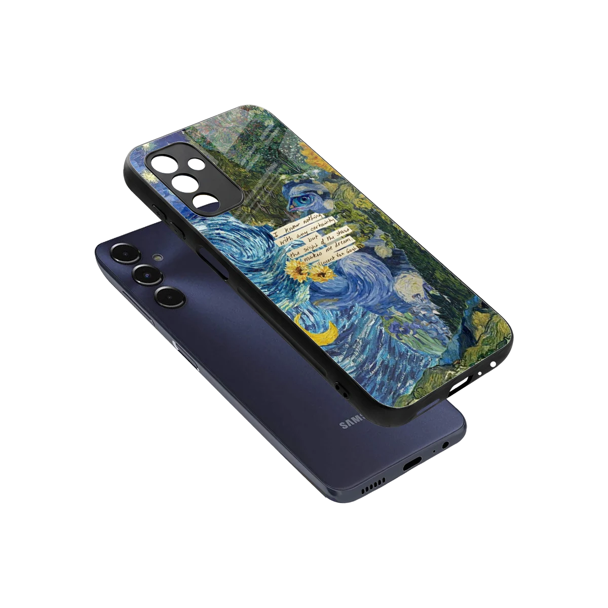 Masterpiece sleek samsung galaxy m14 5g cover with tempered glass back and TPU edges