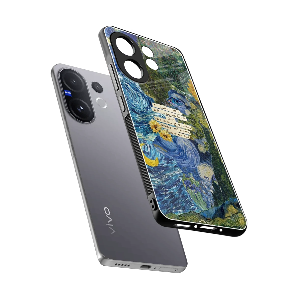 Masterpiece sleek vivo v60 cover with tempered glass back and TPU edges