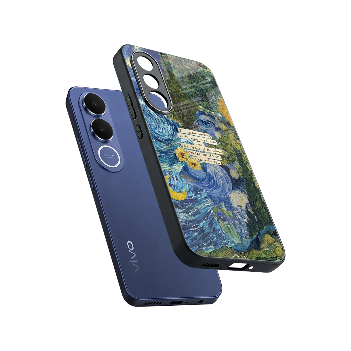 Masterpiece sleek vivo v70 fe cover with tempered glass back and TPU edges