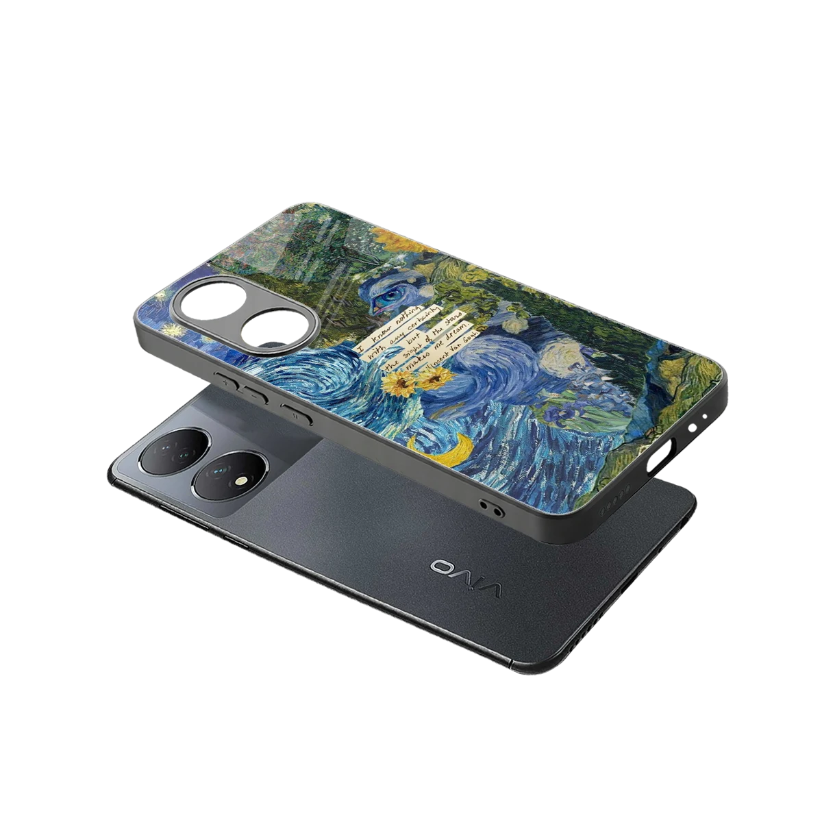 Masterpiece sleek Vivo-y100 cover with tempered glass back and TPU edges