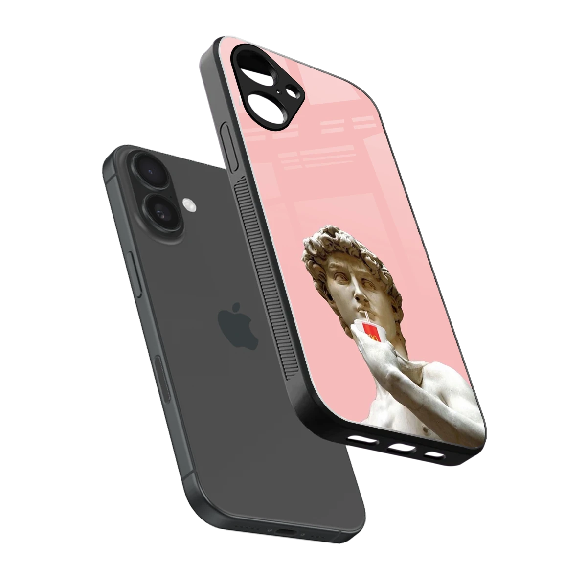 Mc David sleek iPhone 16 cover with tempered glass back and TPU edges