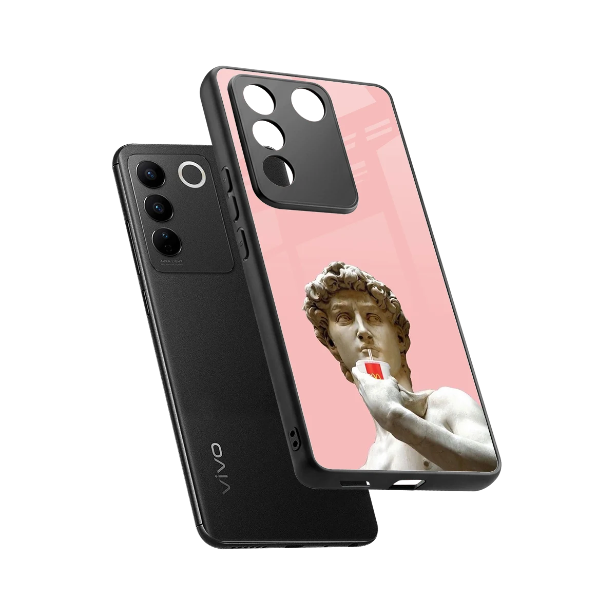 Mc David sleek vivo v27 5g cover with tempered glass back and TPU edges