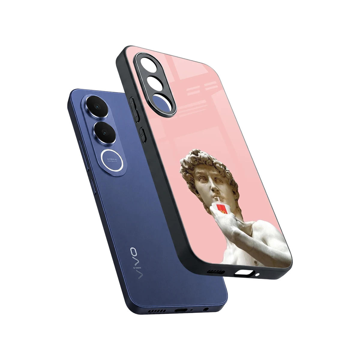 Mc David sleek vivo v70 fe cover with tempered glass back and TPU edges