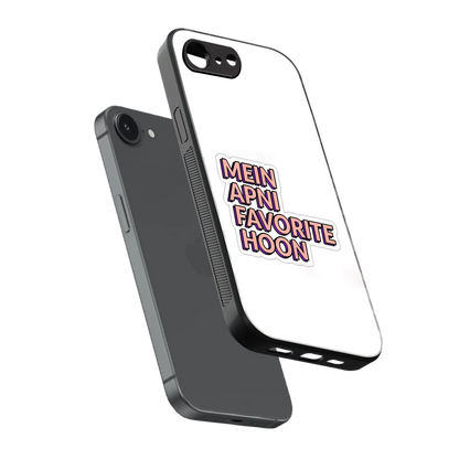 Mein Apni Fevorite Hoon sleek iphone 17e cover with tempered glass back and TPU edges