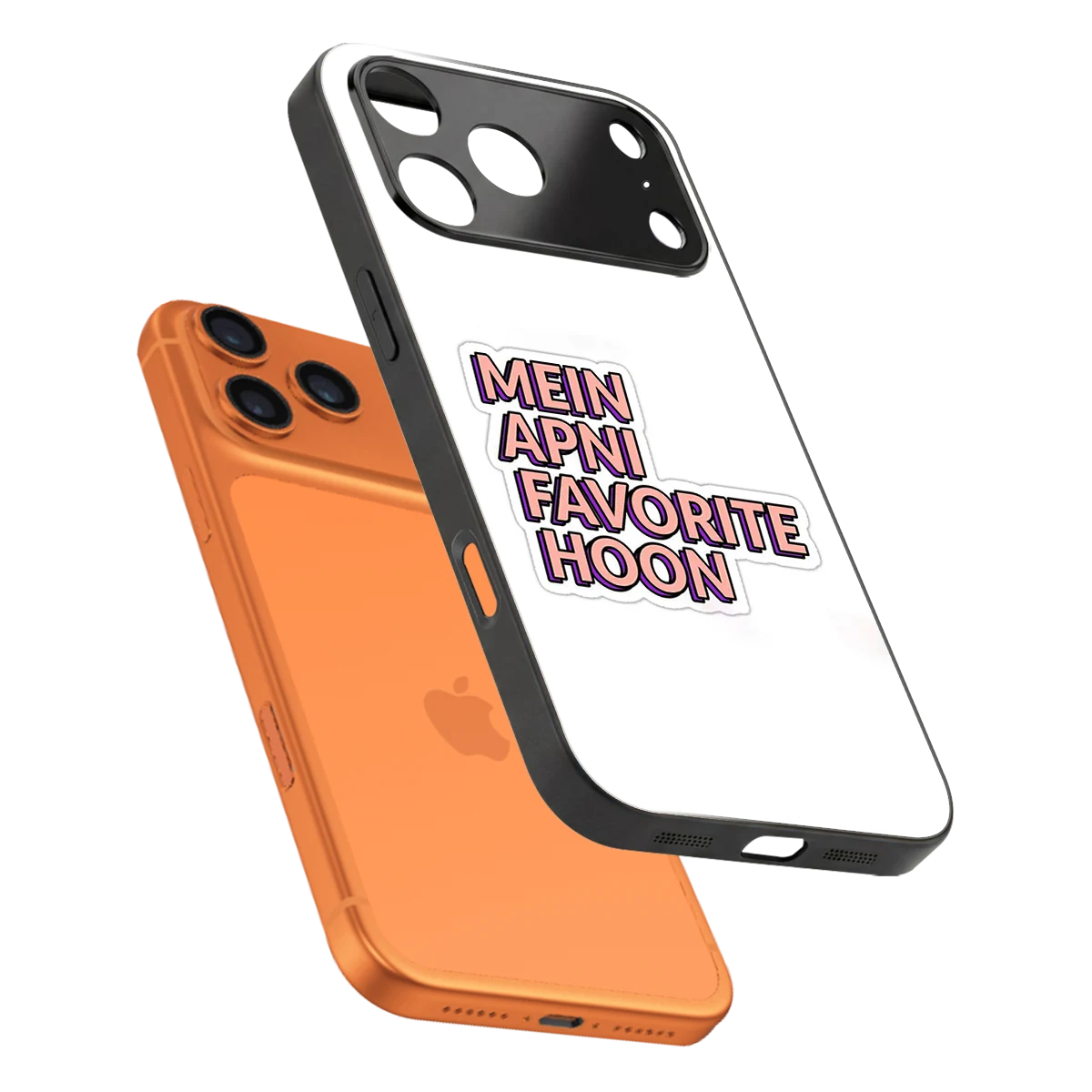 Mein Apni Fevorite Hoon sleek iphone 17 pro cover with tempered glass back and TPU edges