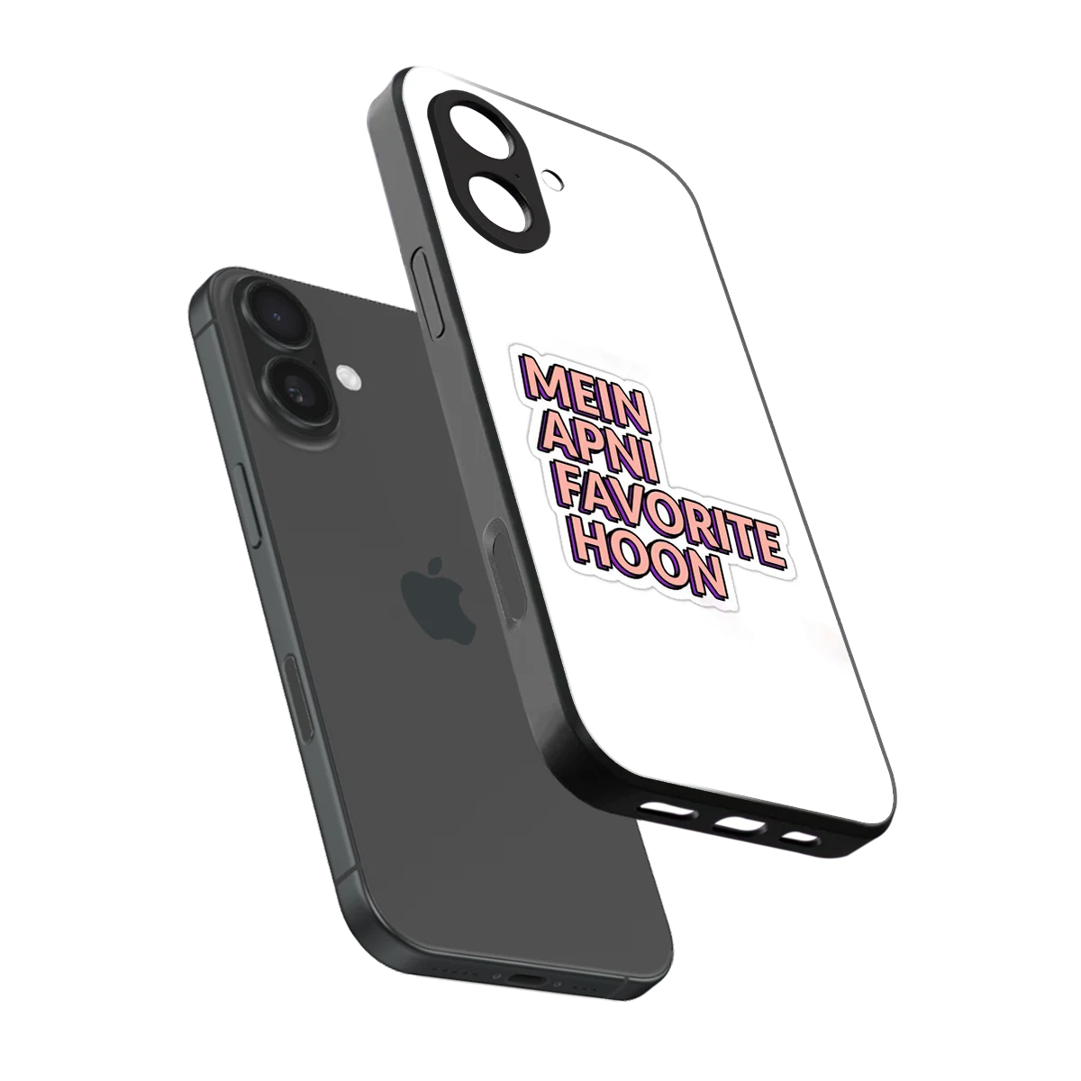 Mein Apni Fevorite Hoon sleek iphone 17 cover with tempered glass back and TPU edges
