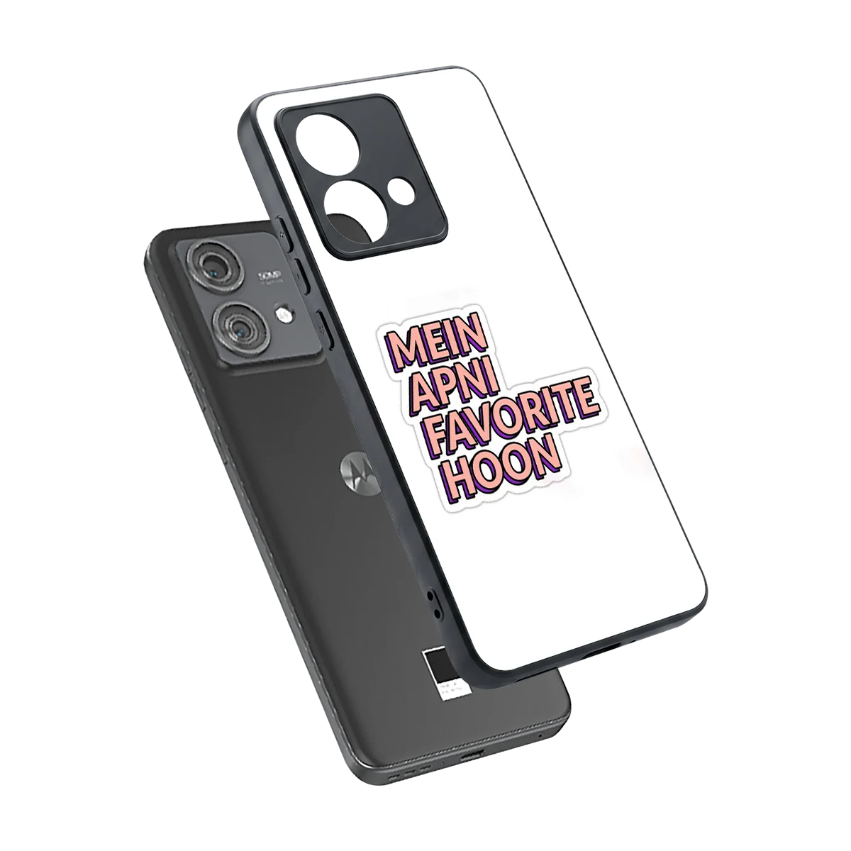 Mein Apni Fevorite Hoon sleek motorola edge 40 neo 5g cover with tempered glass back and TPU edges