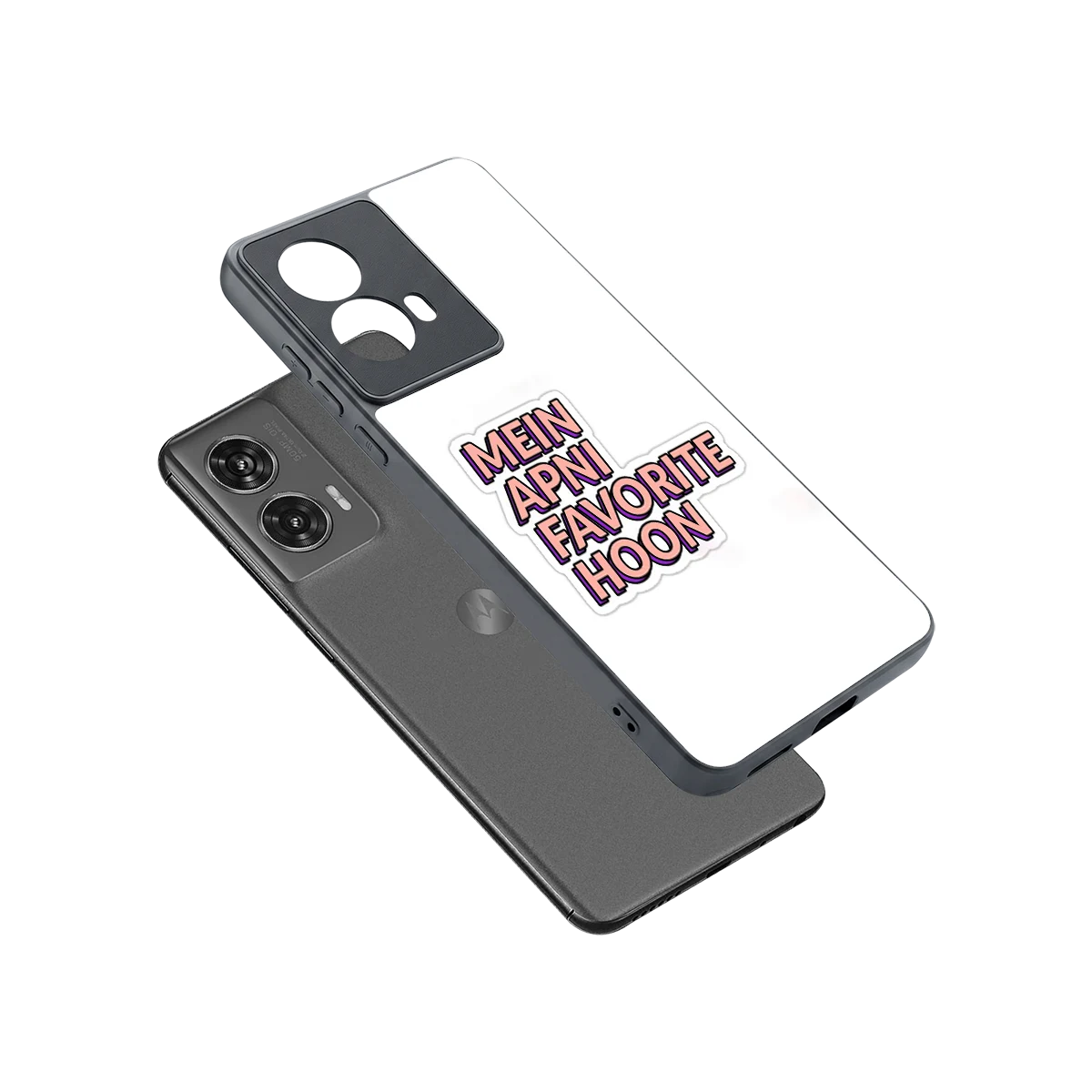 Mein Apni Fevorite Hoon sleek motorola edge 50 fusion cover with tempered glass back and TPU edges