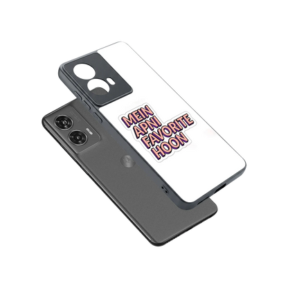 Mein Apni Fevorite Hoon sleek motorola edge 50 fusion cover with tempered glass back and TPU edges