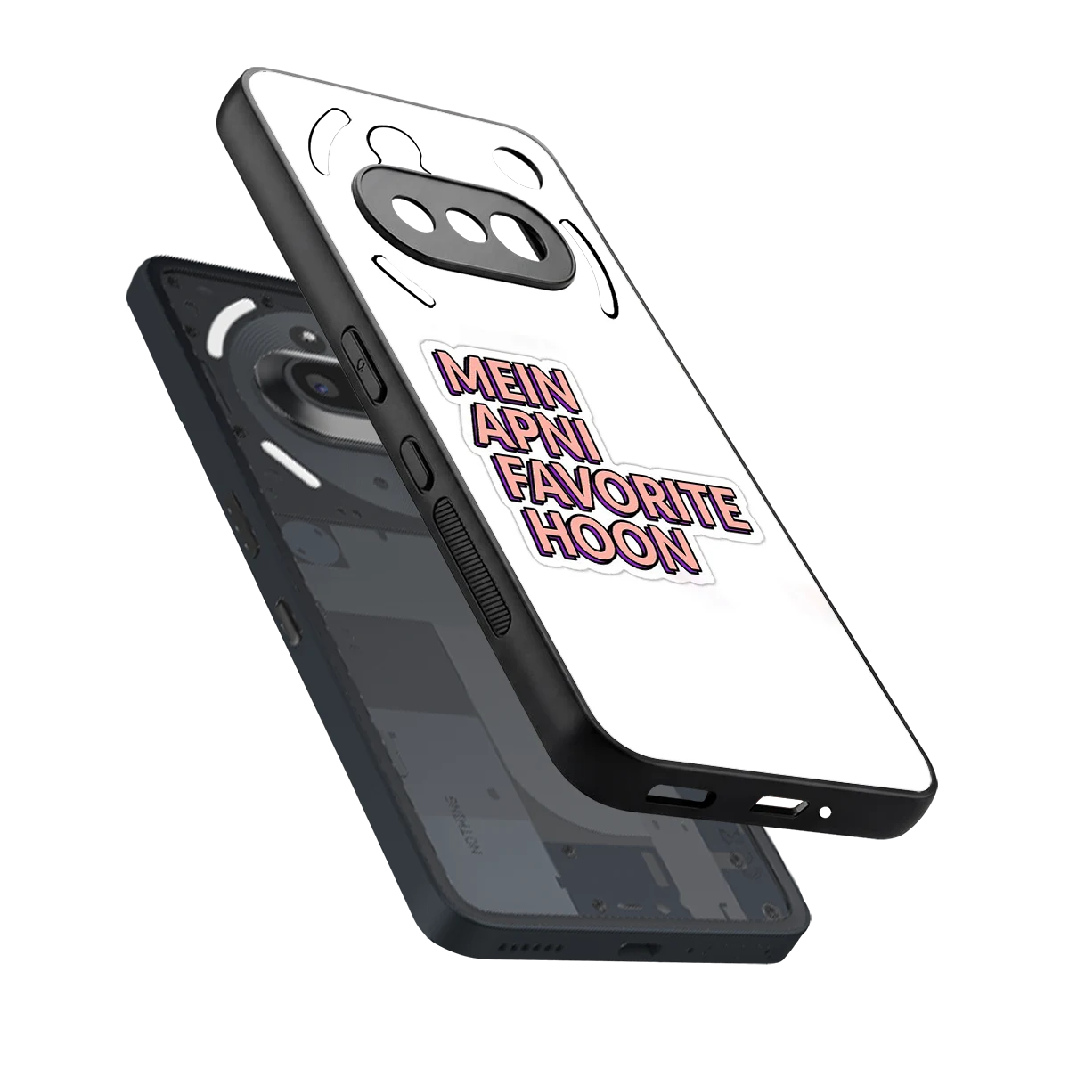 Mein Apni Fevorite Hoon sleek nothing phone 3a cover with tempered glass back and TPU edges
