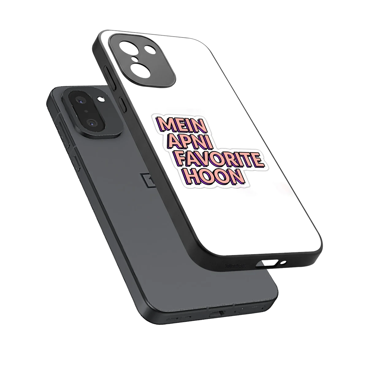 Mein Apni Fevorite Hoon sleek oneplus 15r cover with tempered glass back and TPU edges