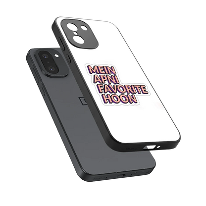 Mein Apni Fevorite Hoon sleek oneplus 15r cover with tempered glass back and TPU edges