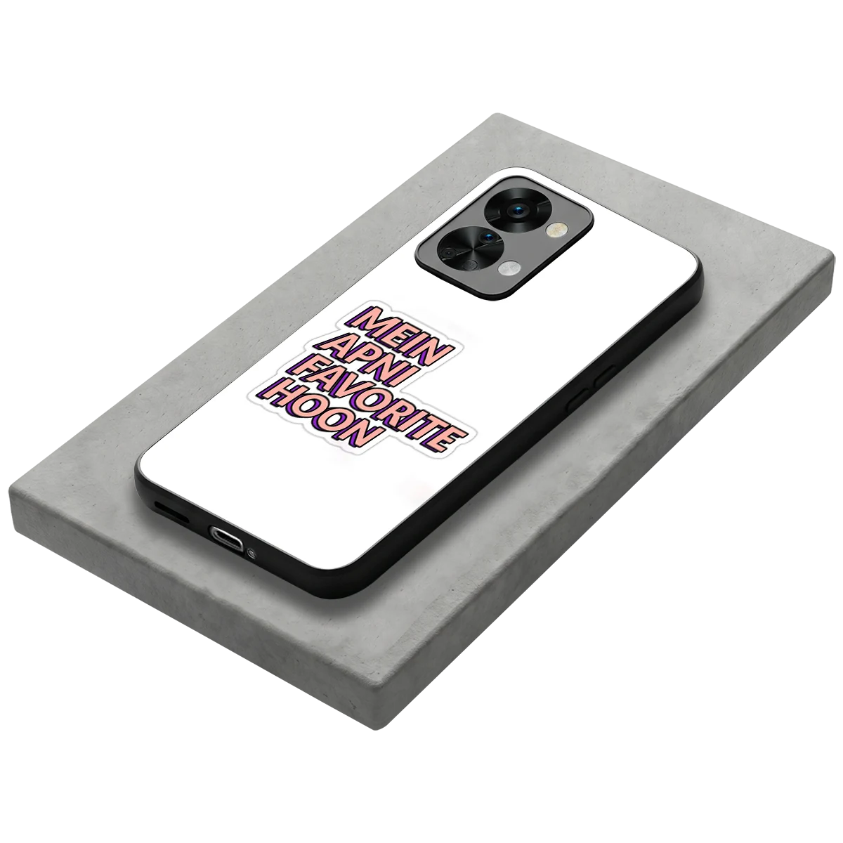 Mein Apni Fevorite Hoon stylish phone case for oneplus nord 2t | glossy glass and slim fit