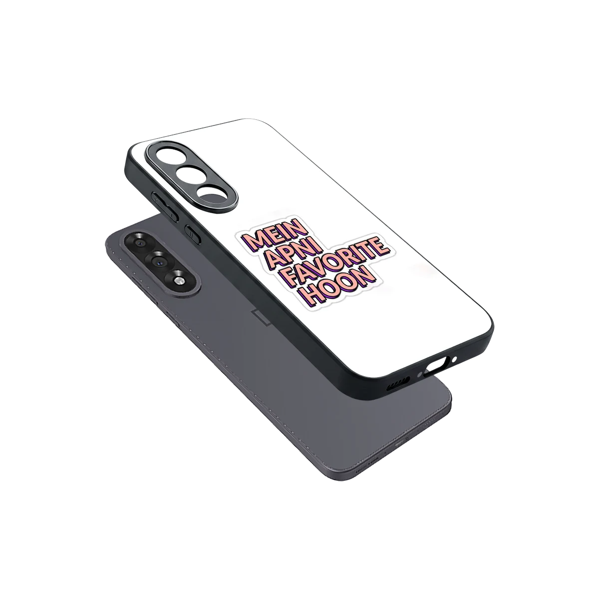 Mein Apni Fevorite Hoon sleek oneplus nord 5 cover with tempered glass back and TPU edges