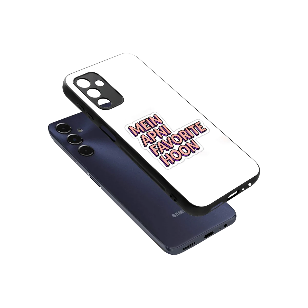 Mein Apni Fevorite Hoon sleek samsung galaxy m14 5g cover with tempered glass back and TPU edges