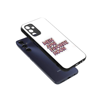 Mein Apni Fevorite Hoon sleek samsung galaxy m14 5g cover with tempered glass back and TPU edges