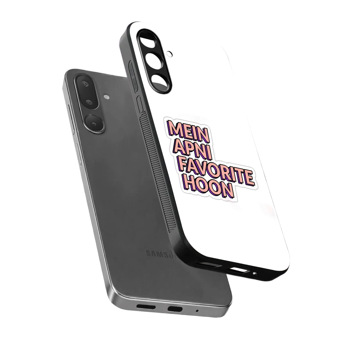 Mein Apni Fevorite Hoon sleek samsung galaxy m36 5g cover with tempered glass back and TPU edges