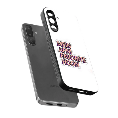 Mein Apni Fevorite Hoon sleek samsung galaxy m36 5g cover with tempered glass back and TPU edges