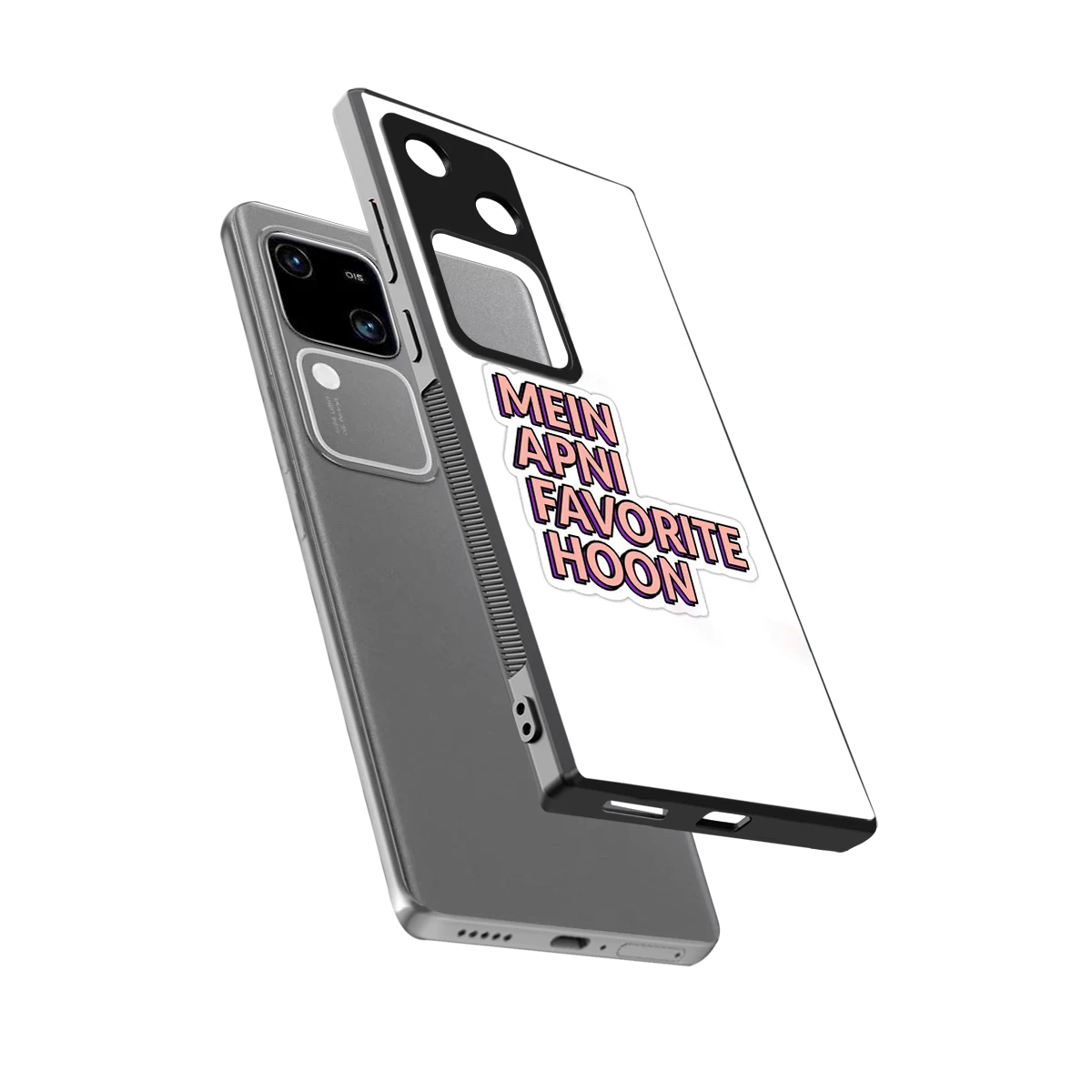 Mein Apni Fevorite Hoon sleek vivo v30 cover with tempered glass back and TPU edges