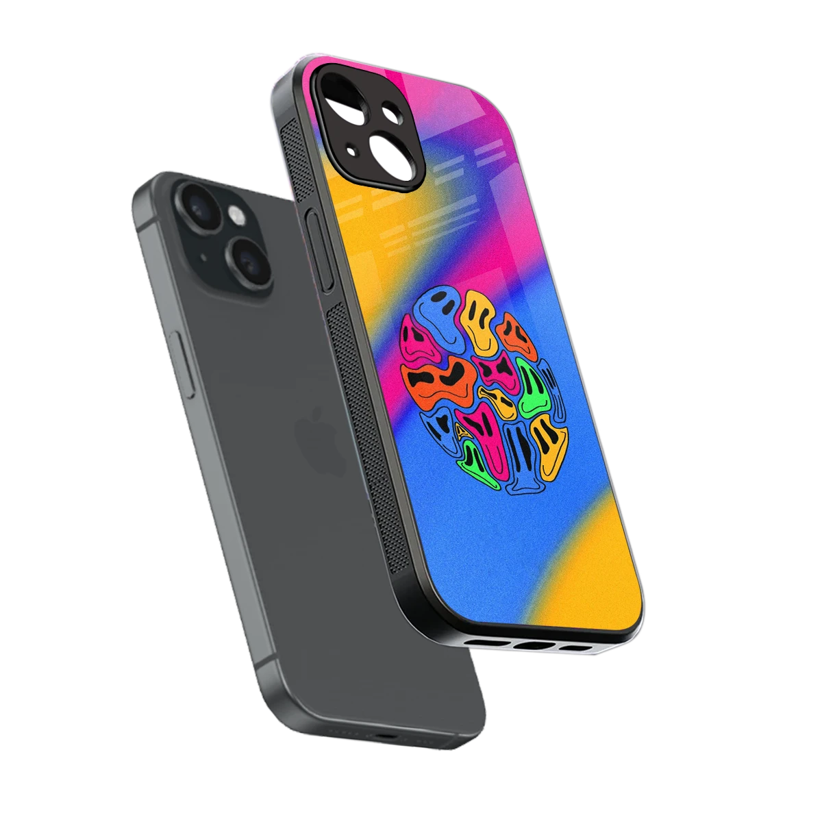 Melted Joy sleek iphone 14 cover with tempered glass back and TPU edges