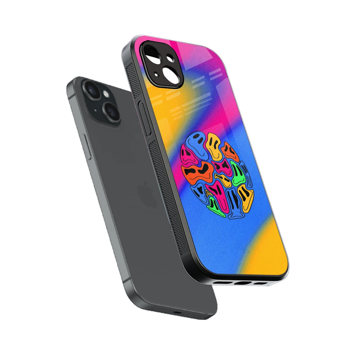 Melted Joy sleek iphone 14 plus cover with tempered glass back and TPU edges