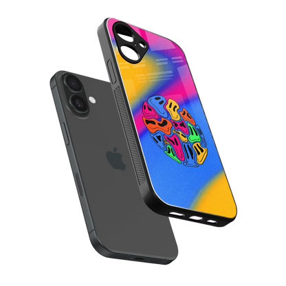 Melted Joy sleek iPhone 16 cover with tempered glass back and TPU edges