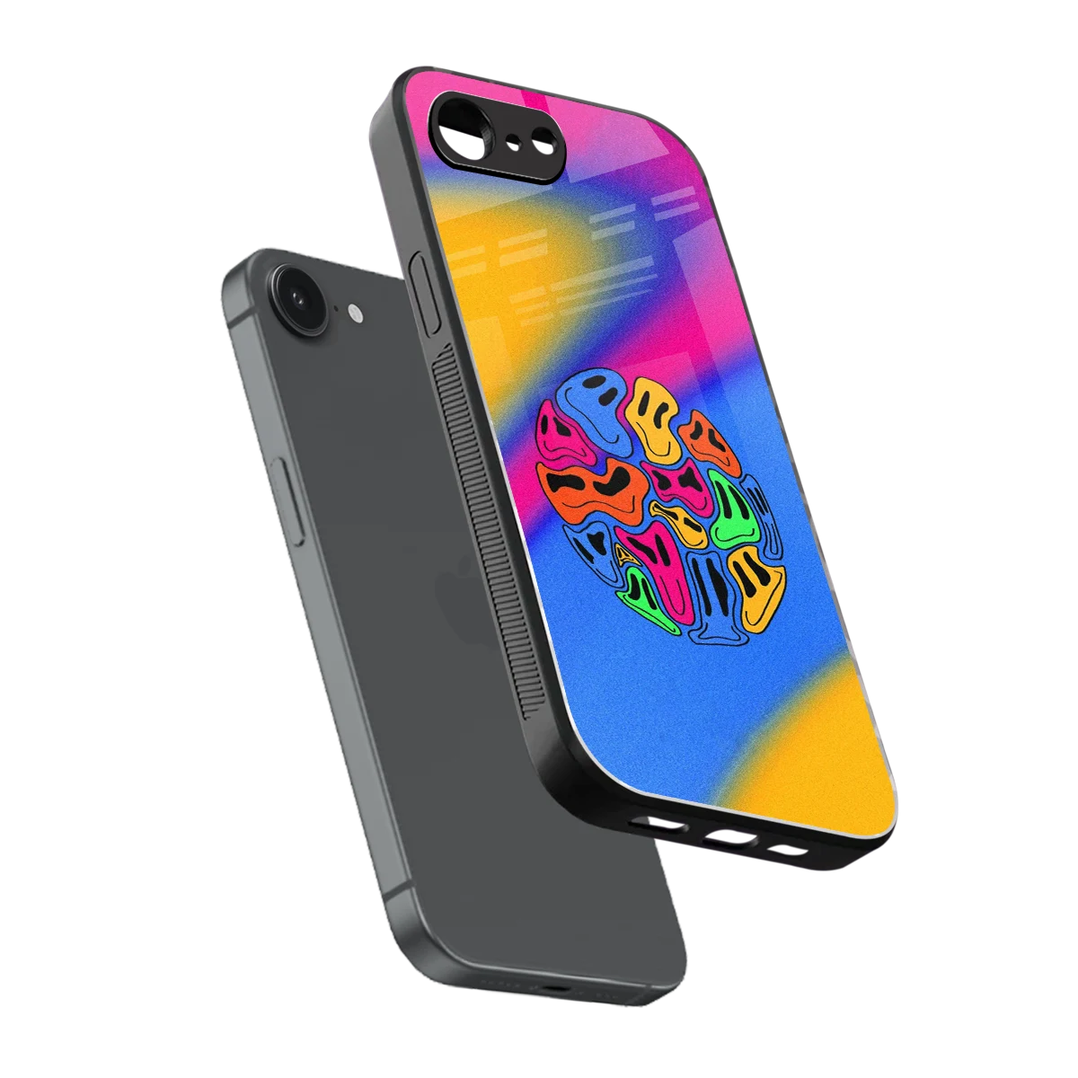 Melted Joy sleek iphone 16e cover with tempered glass back and TPU edges