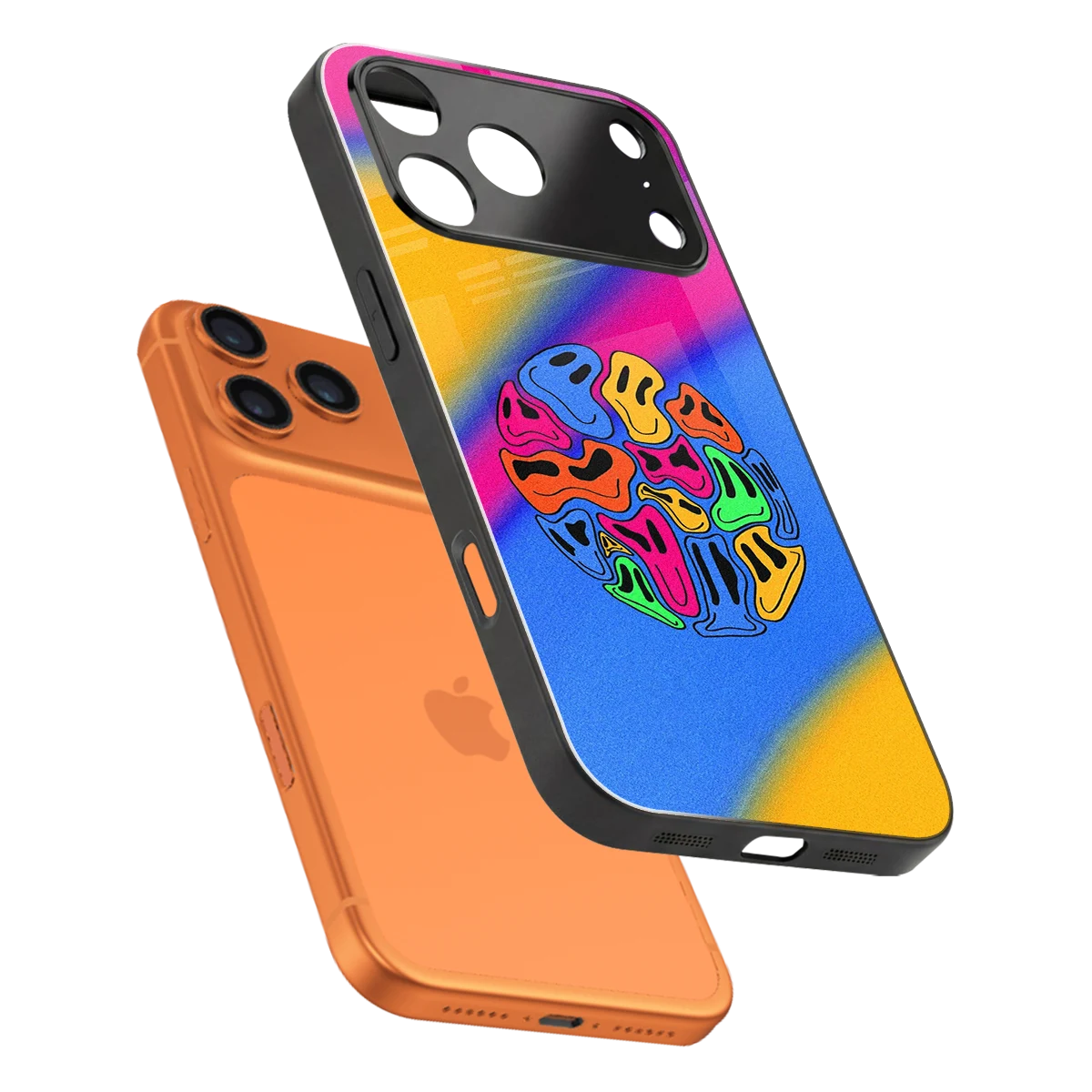 Melted Joy sleek iphone 17 pro cover with tempered glass back and TPU edges