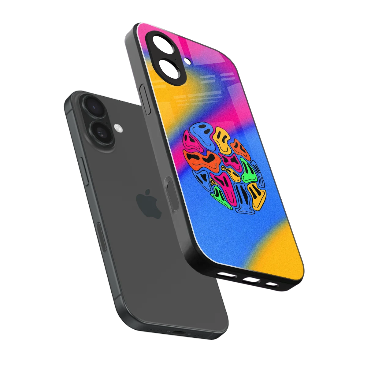 Melted Joy sleek iphone 17 cover with tempered glass back and TPU edges