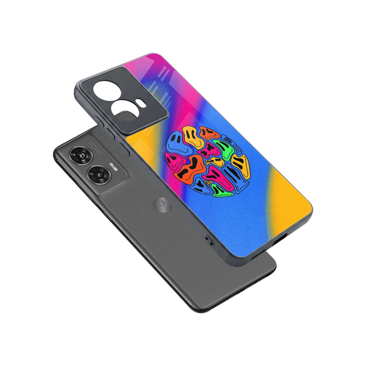 Melted Joy sleek motorola edge 50 fusion cover with tempered glass back and TPU edges