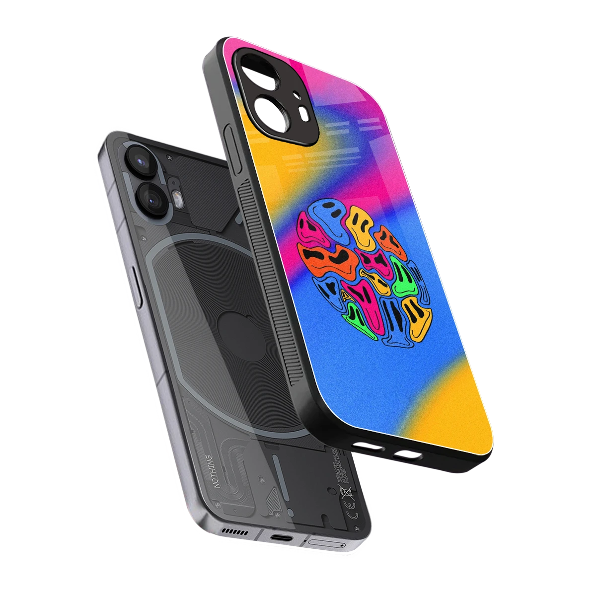 Melted Joy sleek nothing phone 2 cover with tempered glass back and TPU edges