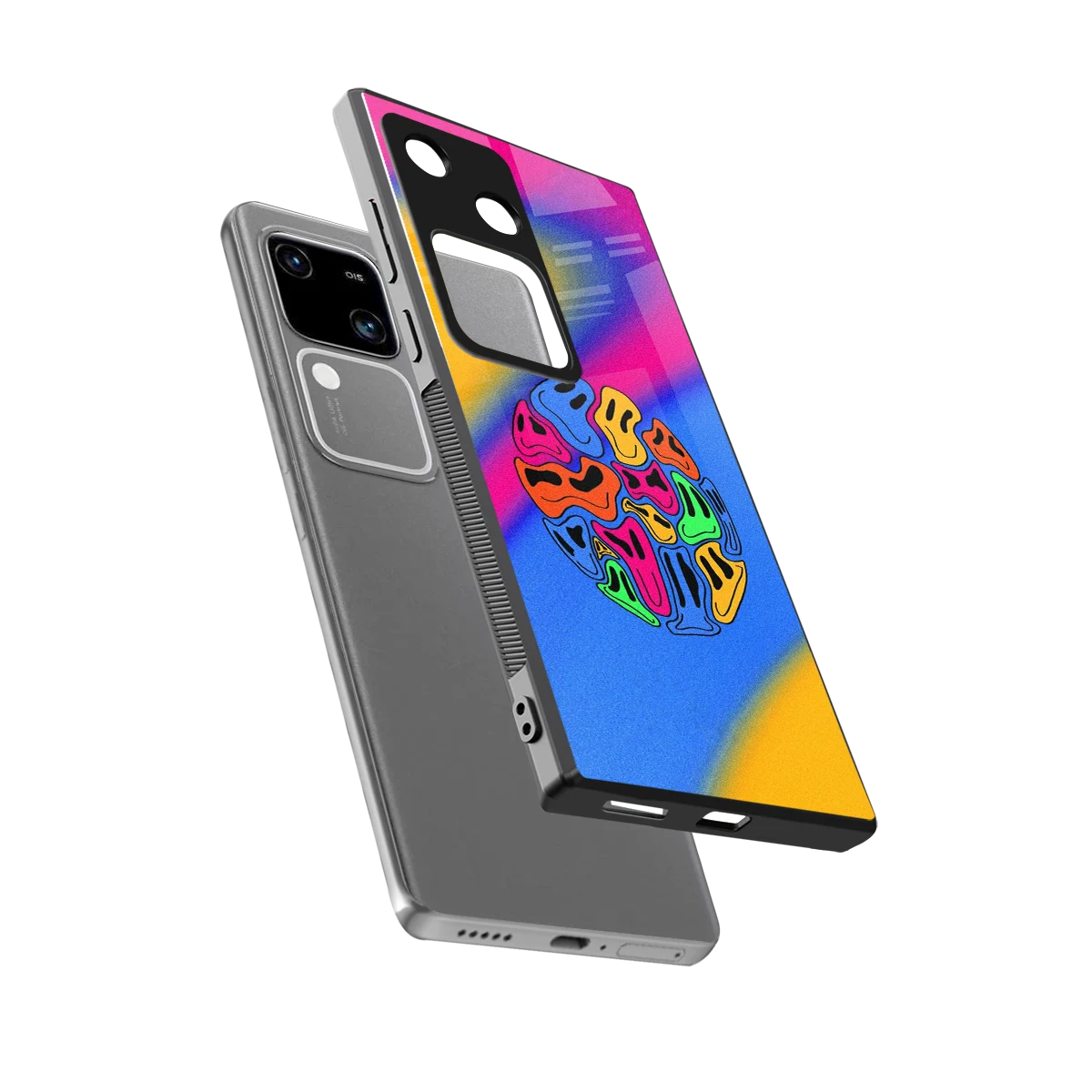 Melted Joy sleek vivo v30 cover with tempered glass back and TPU edges