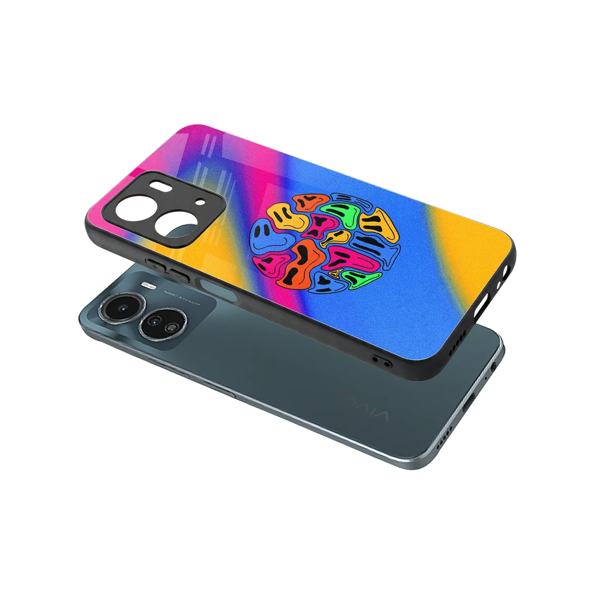 Melted Joy sleek vivo y16 cover with tempered glass back and TPU edges