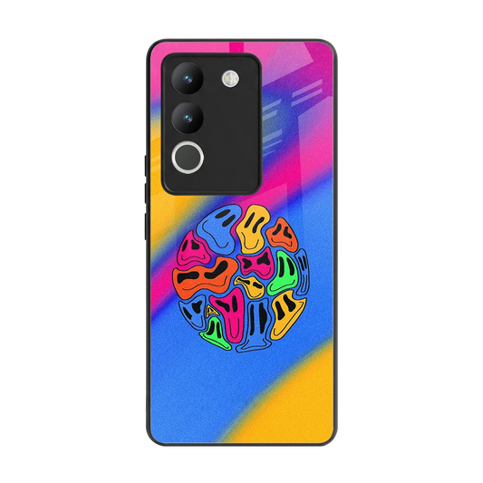 Melted Joy back phone cover | glass case for vivo y200 5g