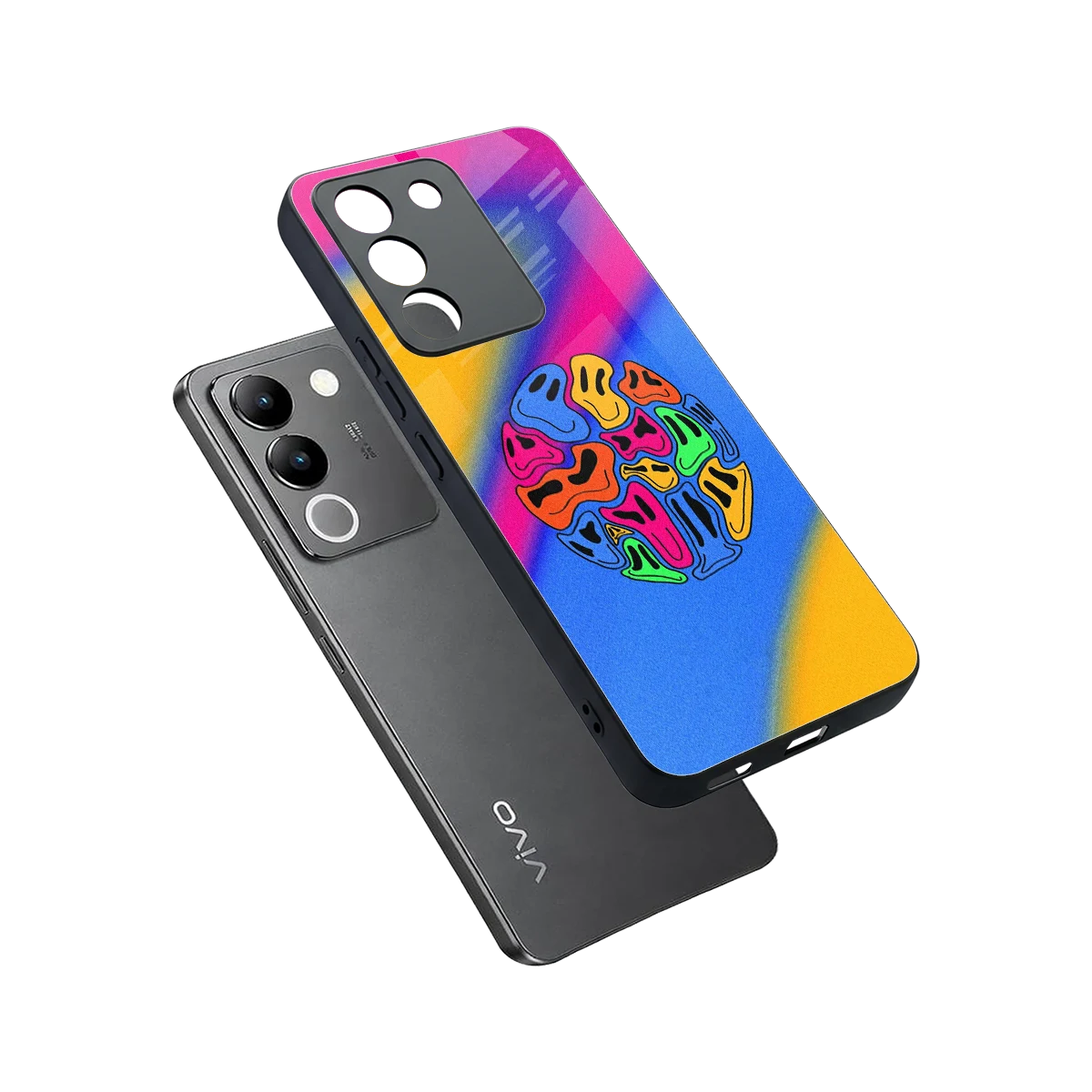 Melted Joy sleek vivo y200 5g cover with tempered glass back and TPU edges