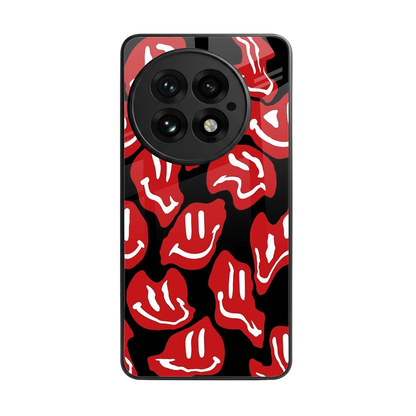 Melting Smiley back phone cover | glass case for oneplus 13