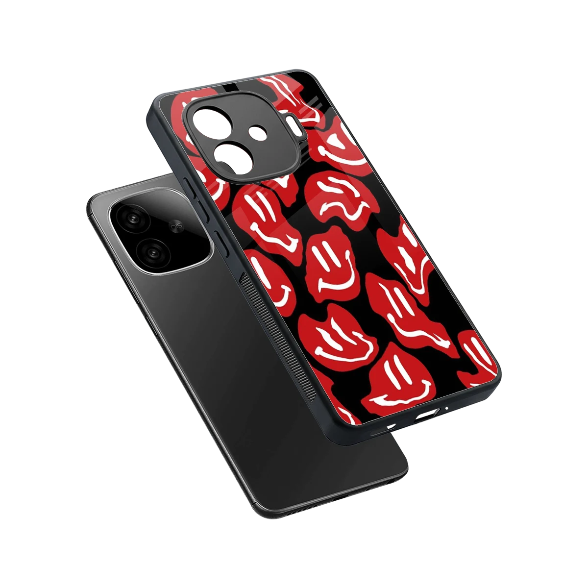 Melting Smiley sleek iqoo neo 10r 5g cover with tempered glass back and TPU edges