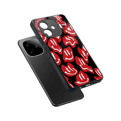 Melting Smiley sleek iqoo neo 10r 5g cover with tempered glass back and TPU edges