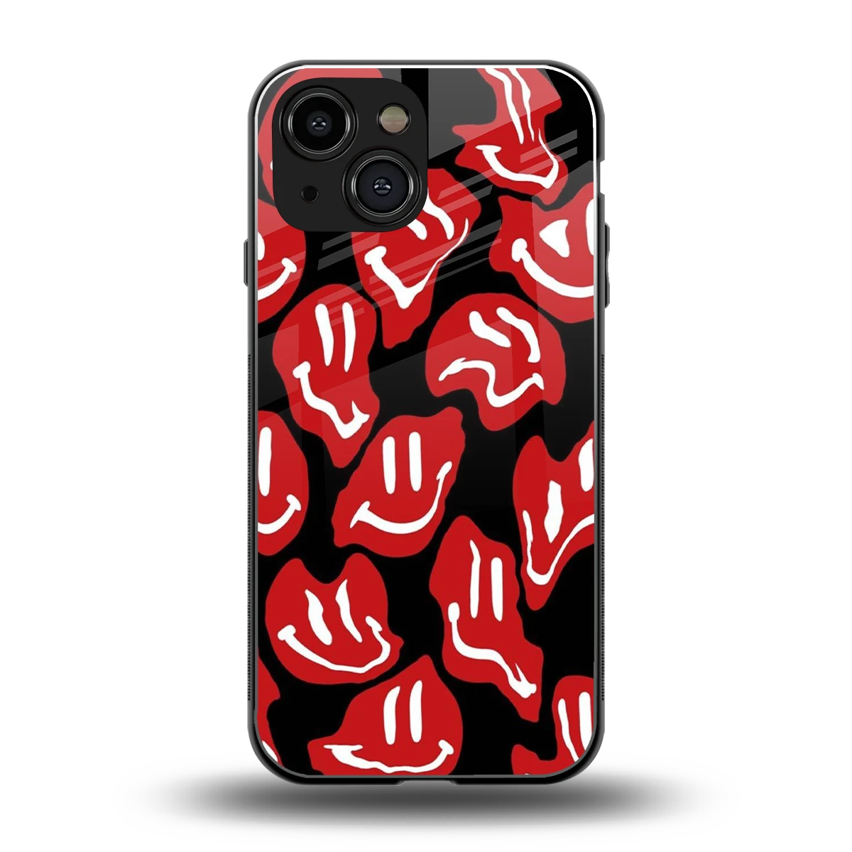 Melting Smiley back phone cover | glass case for iphone 13 mini